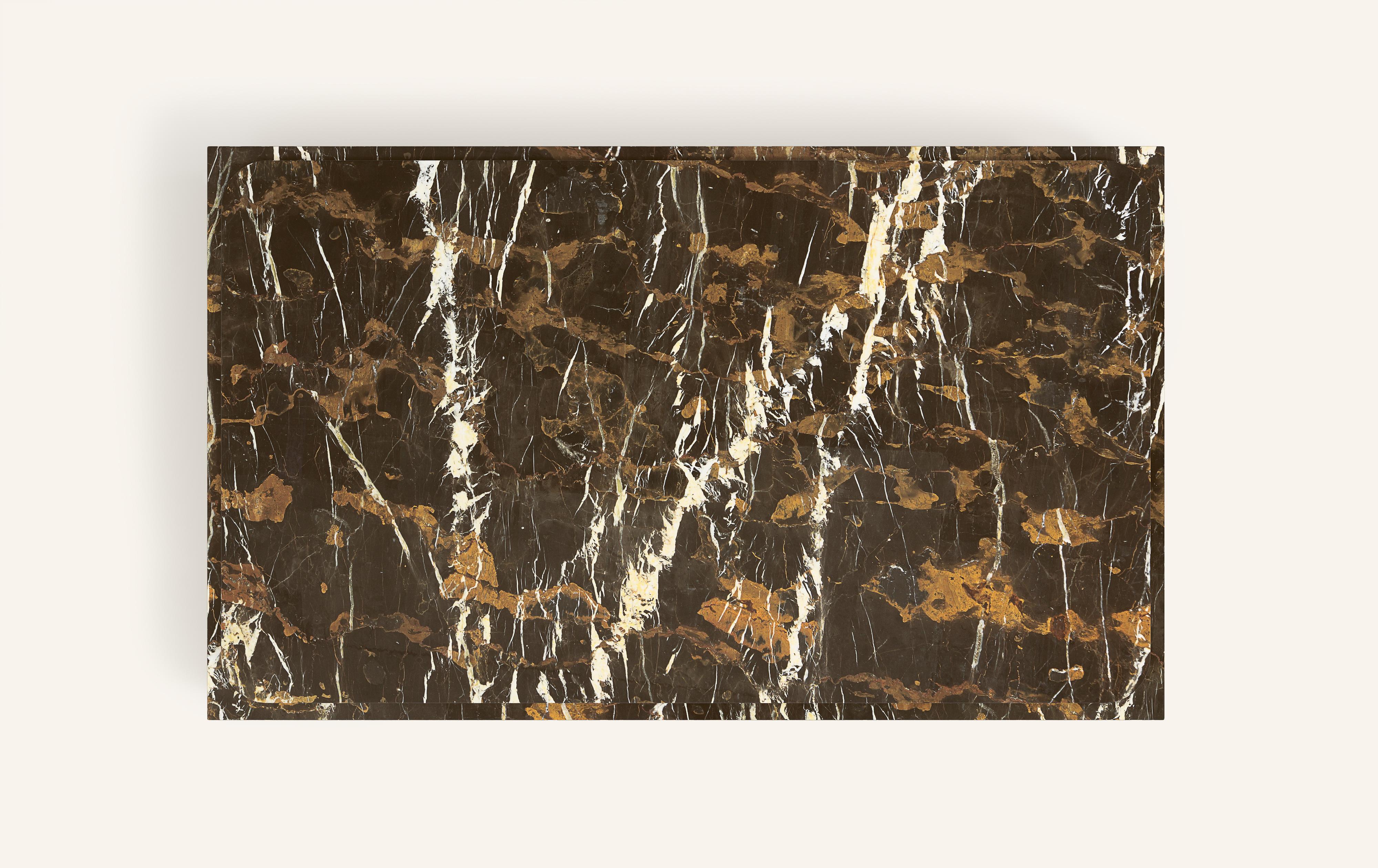 American FORM(LA) Cubo Rectangle Plinth Coffee Table 48”L x 30”W x 13”H Nero Marble For Sale