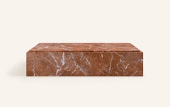 FORM(LA) Cubo Rectangle Plinth Coffee Table 48”L x 30”W x 13”H Rojo Marble