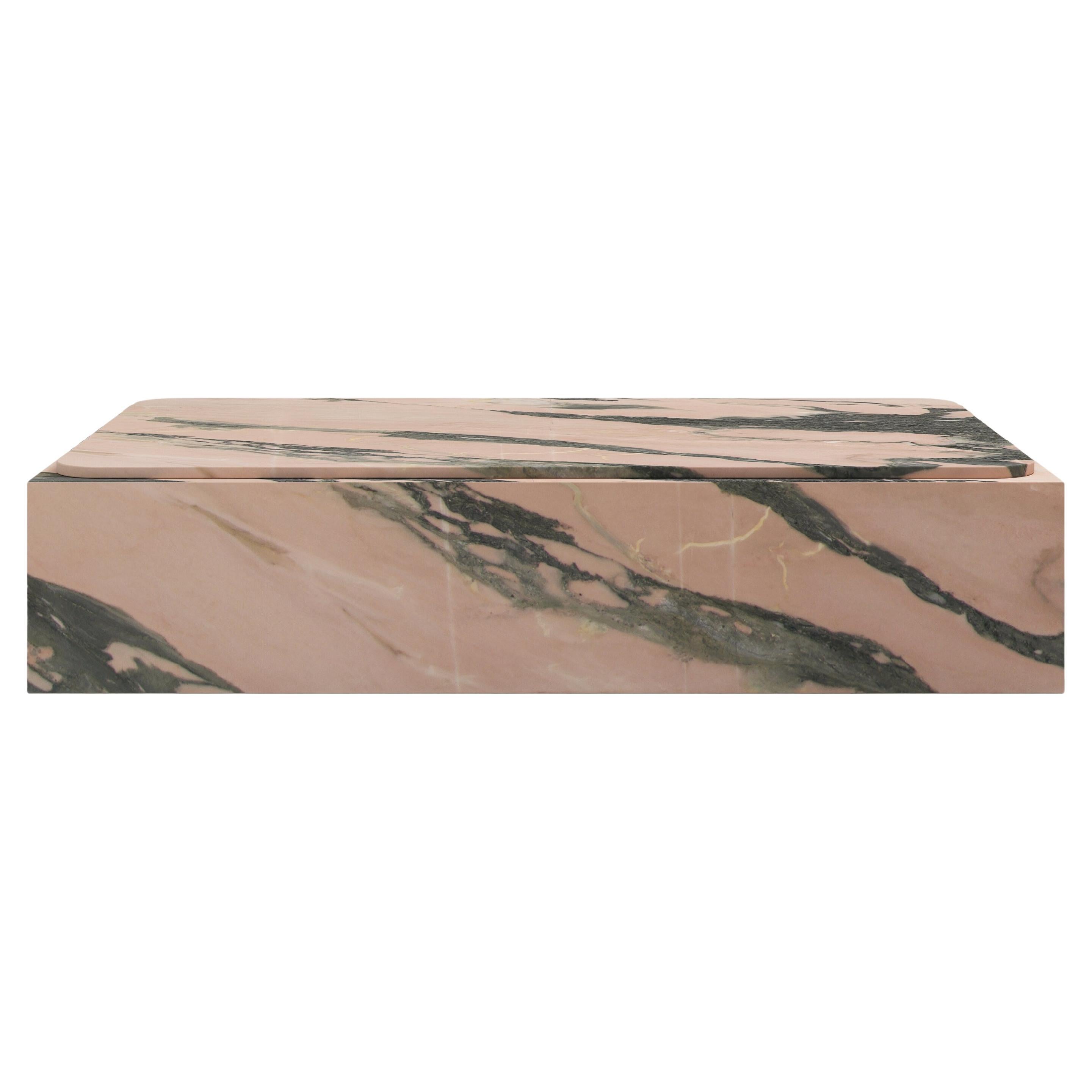 FORM(LA) Cubo Rectangle Plinth Coffee Table 48”L x 30”W x 13”H Portogallo Marble For Sale