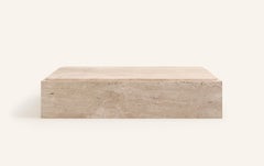 FORM(LA) Cubo Rectangle Plinth Coffee Table 48”L x 30”W x 13”H Travertino Crema