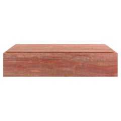 FORM(LA) Cubo Rectangle Plinth Coffee Table 48”L x 30”W x 13”H Travertino Rosso 