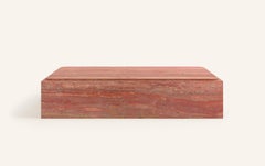 FORM(LA) Cubo Rectangle Plinth Coffee Table 72”L x 42”W x 13”H Travertino Rosso