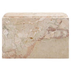 FORM(LA) Cubo Rectangle Side Table 30”L x 16"W x 19”H Breccia Rosa Marble