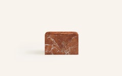 FORM(LA) Cubo Rectangle Side Table 30”L x 16"W x 19”H Rojo Alicante Marble
