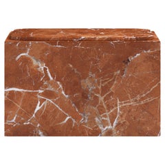 FORM(LA) Cubo Rectangle Side Table 30”L x 16"W x 19”H Rojo Alicante Marble