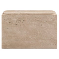 FORM(LA) Cubo Rectangle Side Table 30”L x 16"W x 19”H Travertino Crema VC