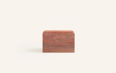 FORM(LA) Cubo Rectangle Side Table 30”L x 16"W x 19”H Travertino Rosso VC