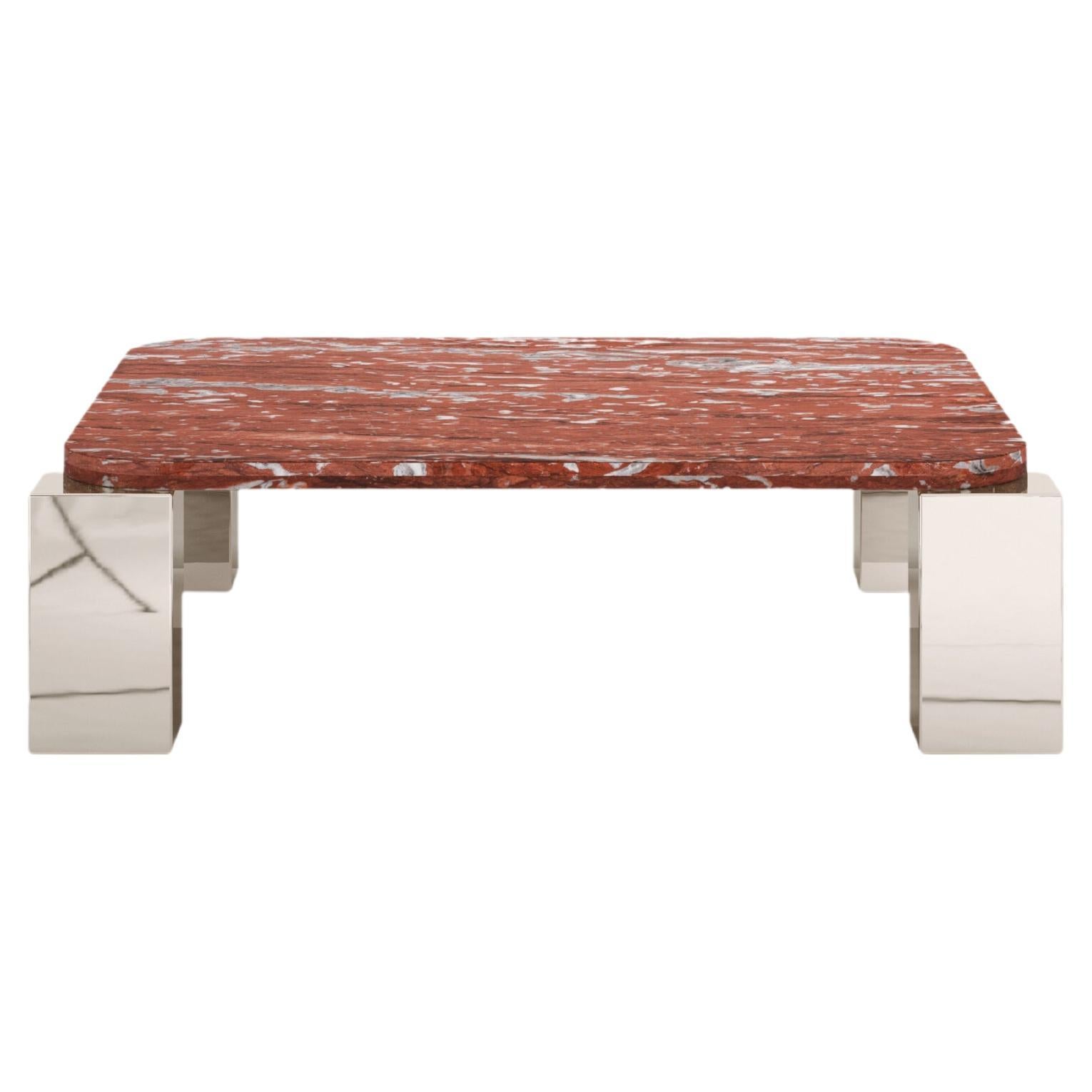 FORM (LA) Table basse carrée Cubo 44L x 44"W x 14H Francia marbre et chrome