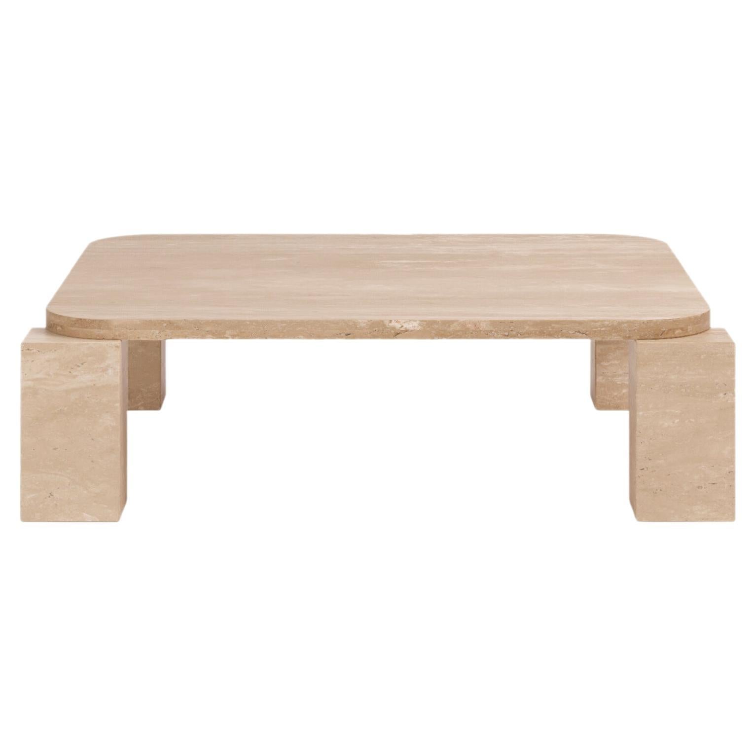 FORM(LA) Cubo Square Coffee Table 44”L x 44"W x 14”H Travertino Crema VC