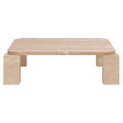 FORM(LA) Cubo Square Coffee Table 44”L x 44"W x 14”H Travertino Crema VC