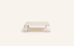 FORM(LA) Cubo Square Coffee Table 50”L x 50"W x 14”H Travertino Navona & Chrome