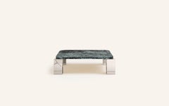 FORM(LA) Cubo Square Coffee Table 62”L x 62"W x 14”H Verde Alpi Marble & Chrome