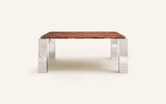FORM(LA) Cubo Square Dining Table 74”L x 74”W x 30”H Francia Marble & Chrome