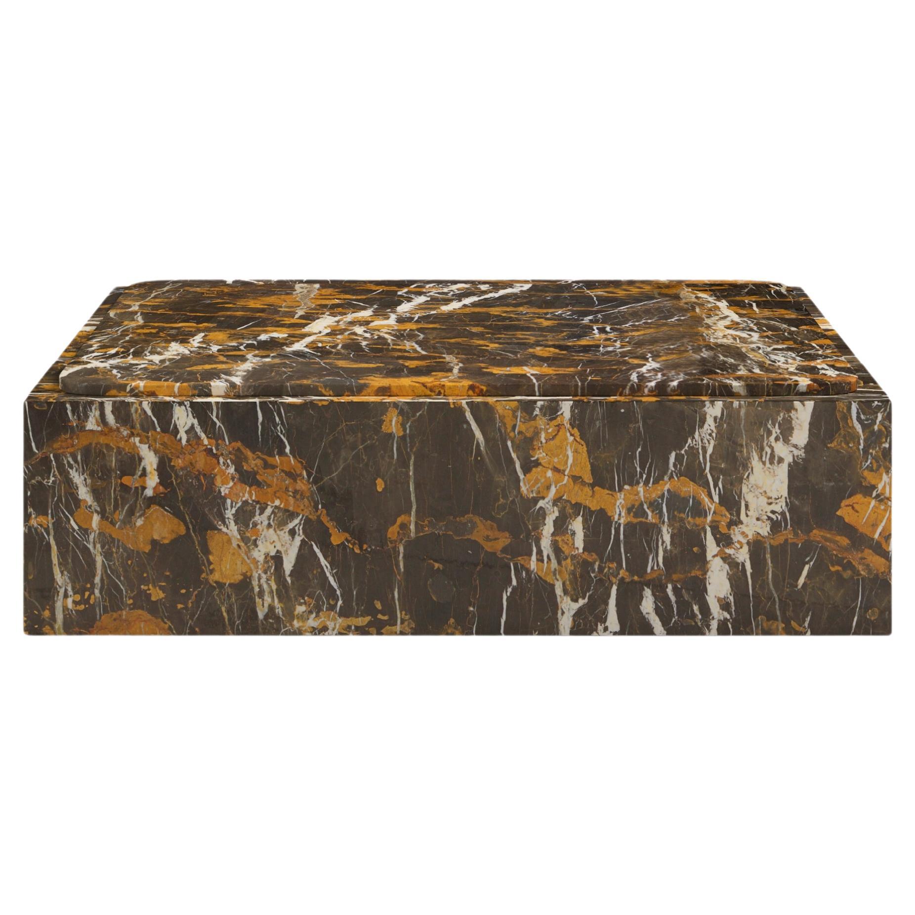 FORM(LA) Cubo Square Plinth Coffee Table 42L x 42"W x 13H Marbre Michaelangelo