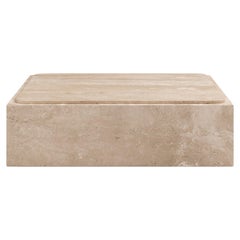 FORM(LA) Cubo Square Plinth Coffee Table 42”L x 42"W x 13”H Travertino Crema VC