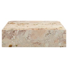 FORM(LA) Cubo Square Plinth Coffee Table 48”L x 48"W x 13”H Breccia Rosa Marble