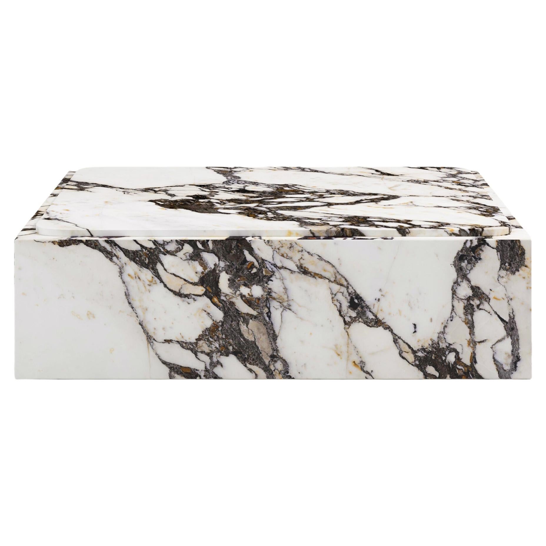 FORM(LA) Cubo Square Plinth Coffee Table 48”L x 48"W x 13”H Calacatta Marble