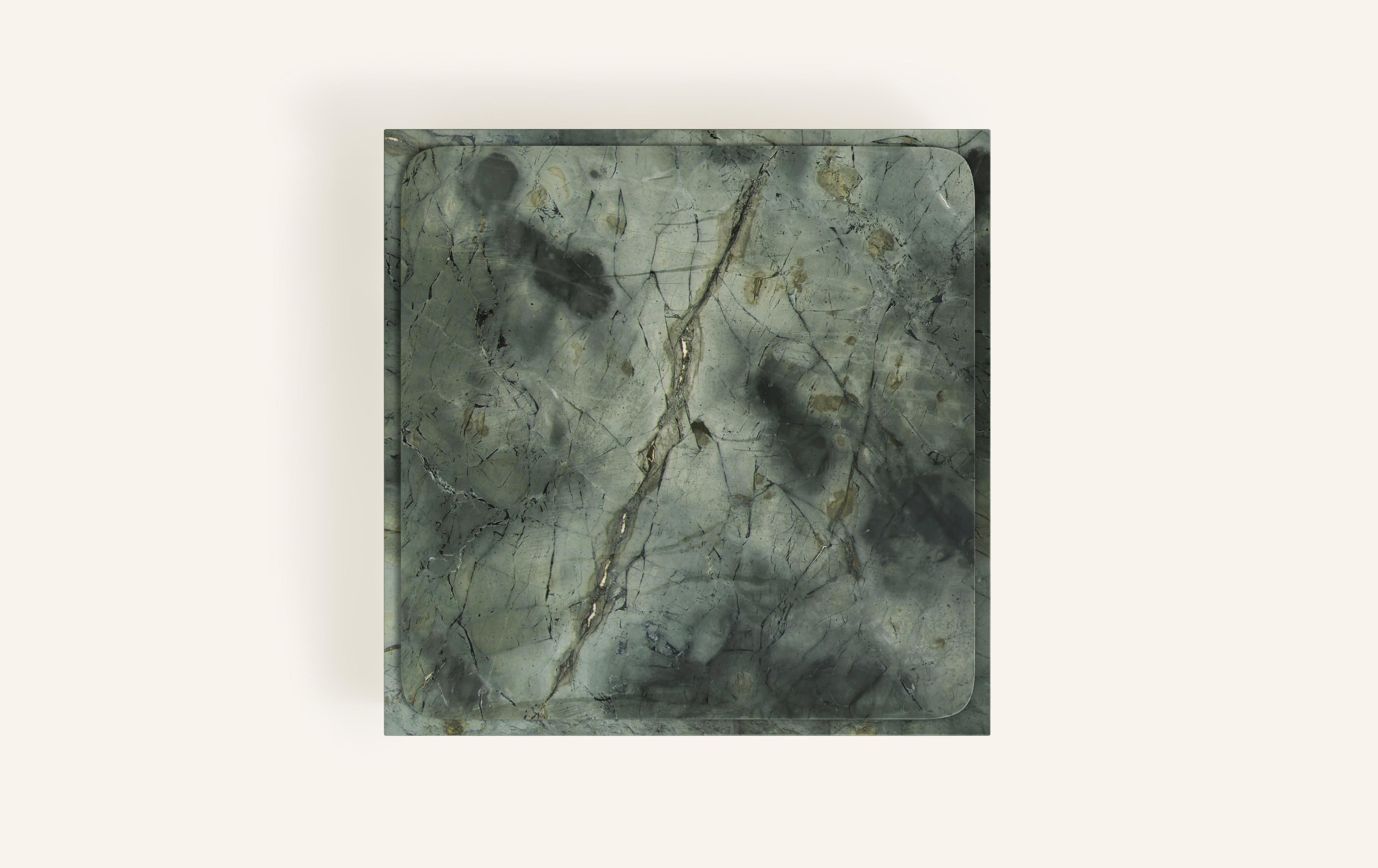 American FORM(LA) Cubo Square Plinth Coffee Table 48”L x 48”W x 13”H Edinburgh Marble For Sale