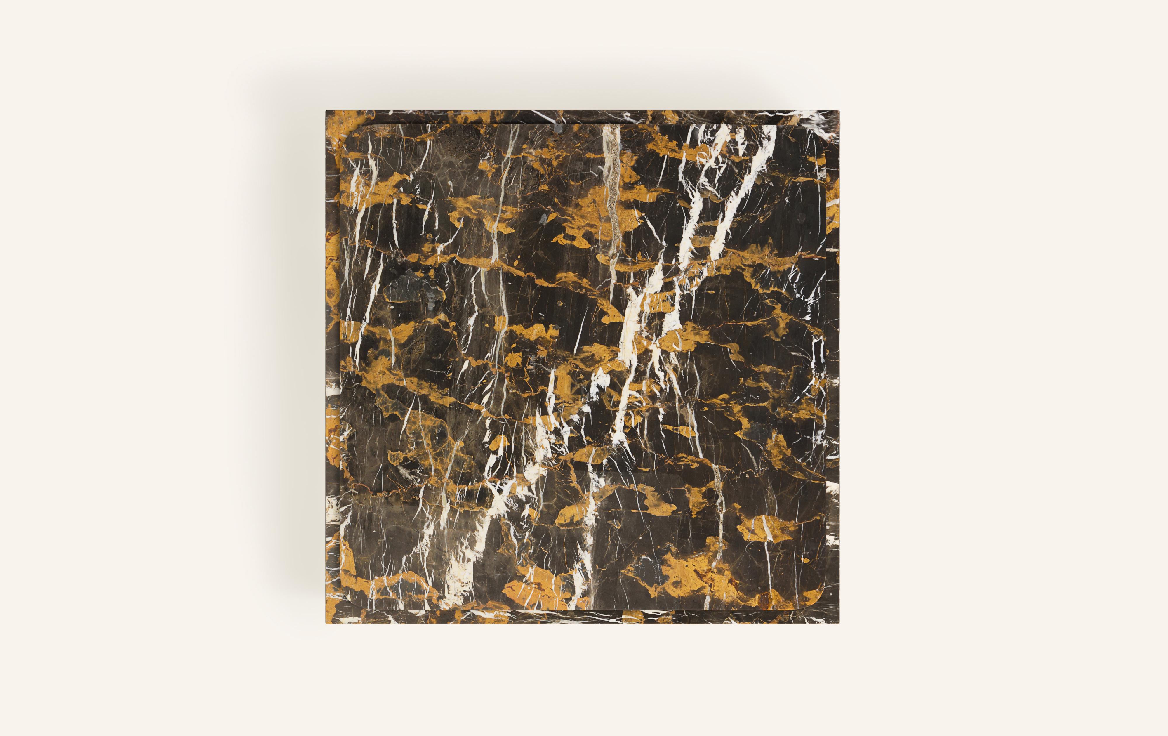 American FORM(LA) Cubo Square Plinth Coffee Table 48”L x 48”W x 13”H Michaelangelo Marble For Sale
