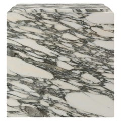 FORM(LA) Cubo Square Side Table 18”L x 18"W x 19”H Arabescato Corchia Marble