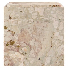 FORM(LA) Cubo Square Side Table 18”L x 18"W x 19”H Breccia Rosa Marble