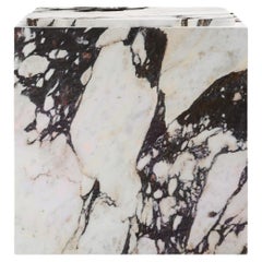 FORM(LA) Cubo Square Side Table 18”L x 18"W x 19”H Calacatta Viola Marble