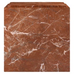 FORM(LA) Cubo Square Side Table 18”L x 18"W x 19”H Rojo Alicante Marble