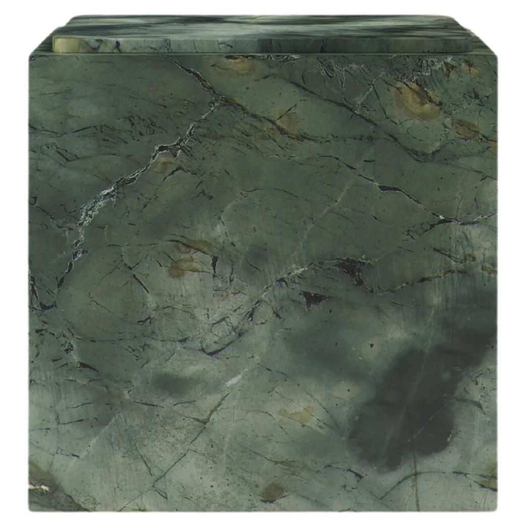 FORM(LA) Cubo Square Side Table 18”L x 18"W x 19”H Verde Edinburgh Marble For Sale