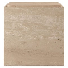 FORM(LA) Cubo Square Side Table 22”L x 22"W x 22”H Travertino Crema VC