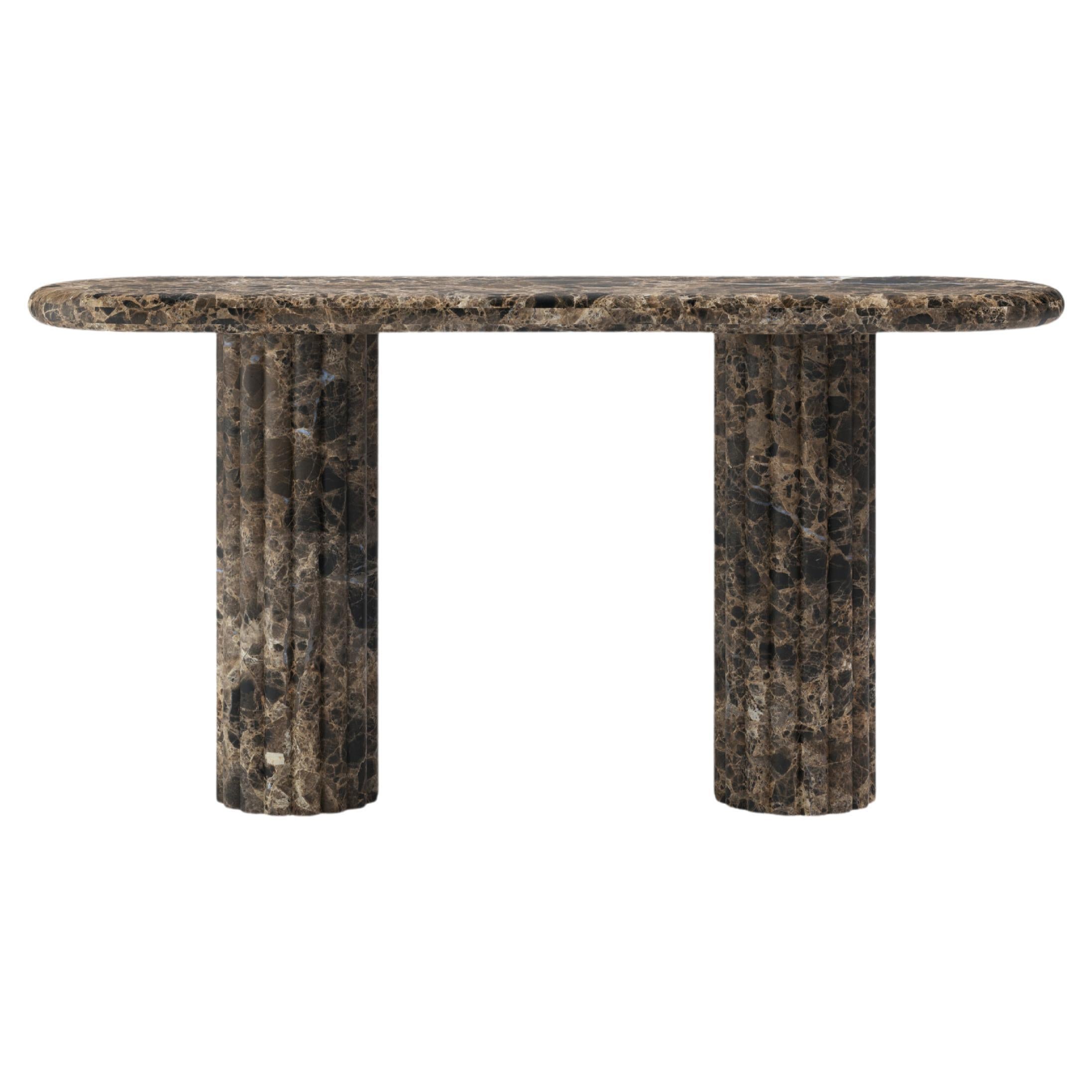 FORM(LA) Fluta Console Table 48”L x 16”W x 30”H Dark Emperador Marble