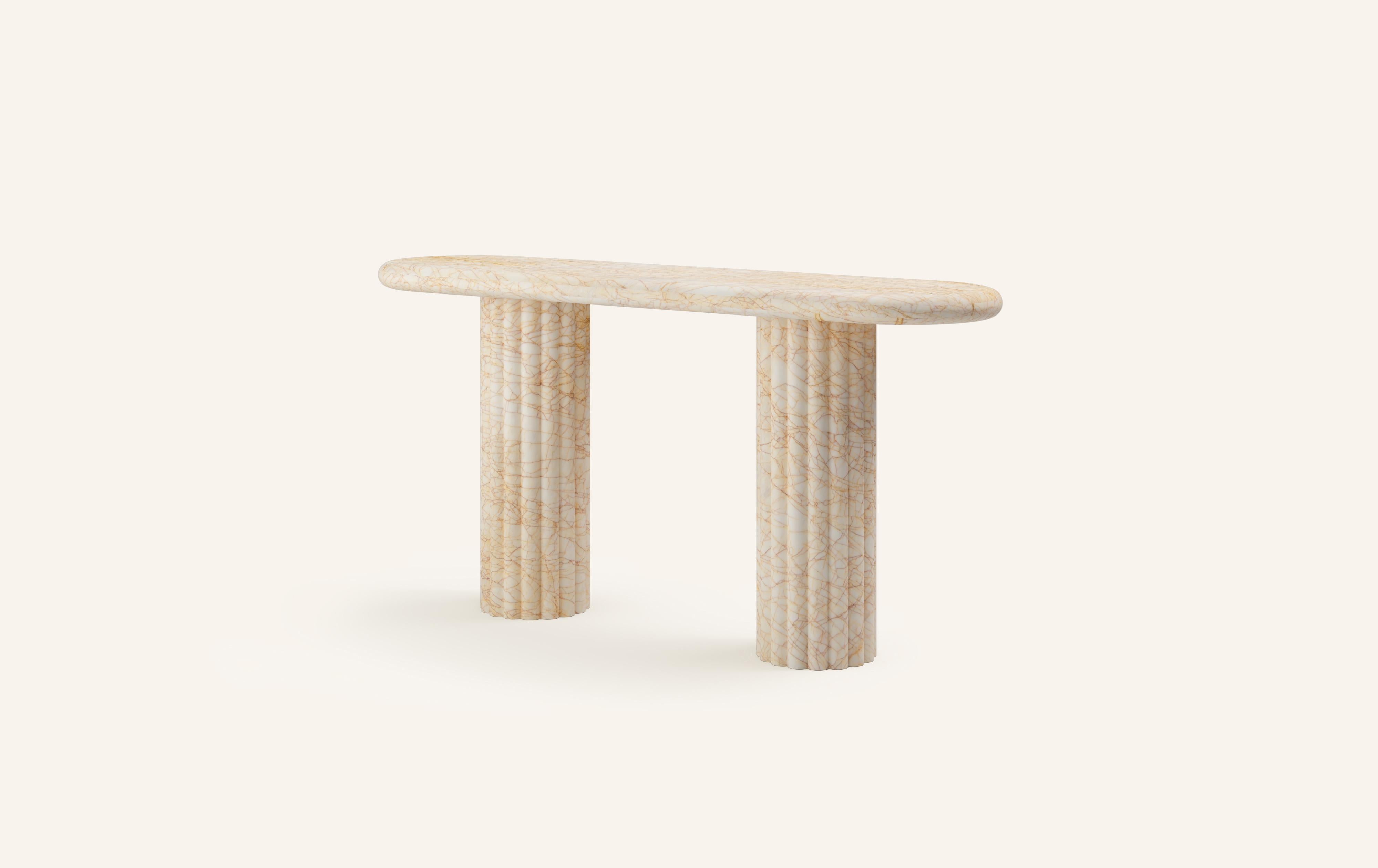Organic Modern FORM(LA) Fluta Console Table 48”L x 16”W x 30”H Golden Spider Marble For Sale