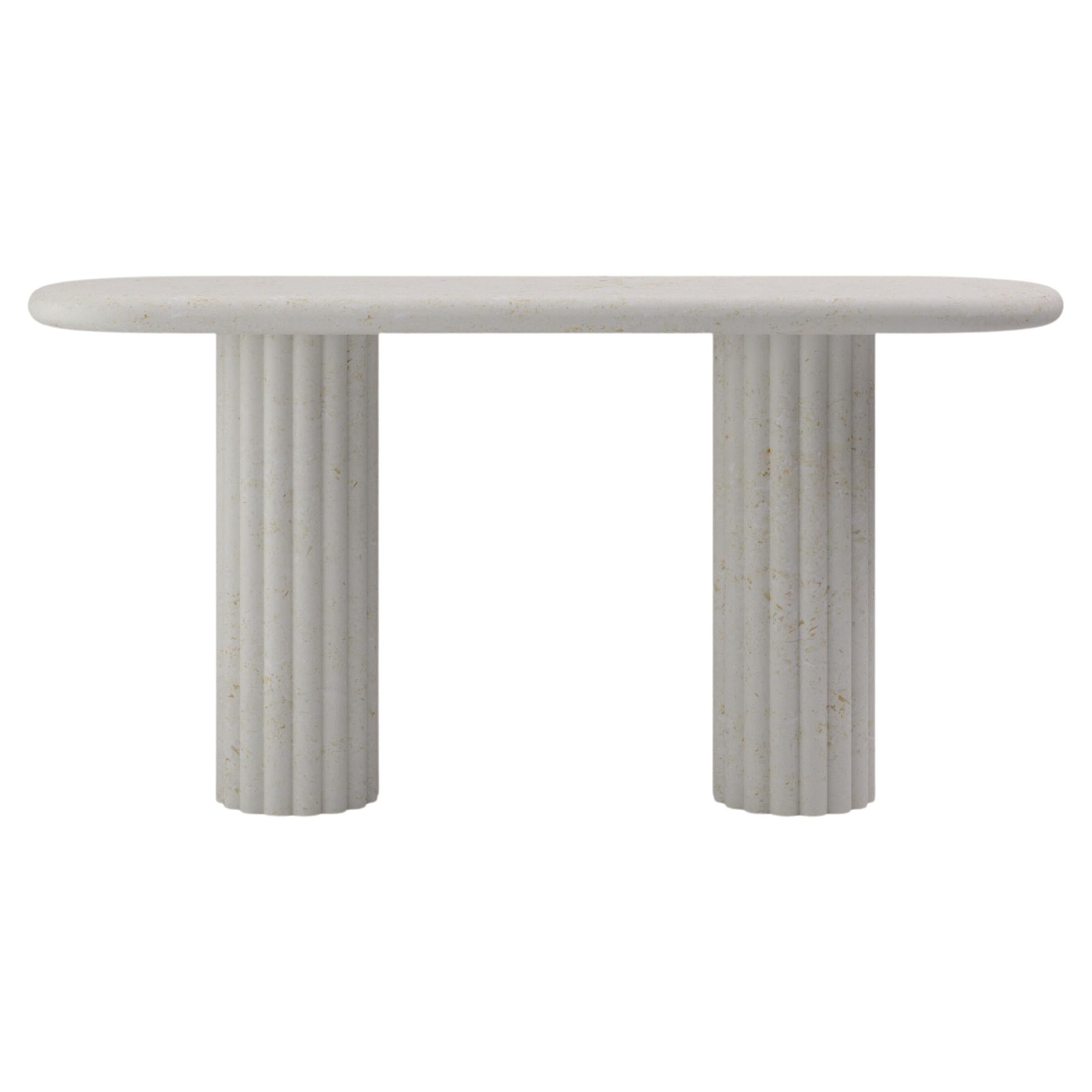 FORM(LA) Fluta Console Table 48”L x 16”W x 30”H Limestone Oceano