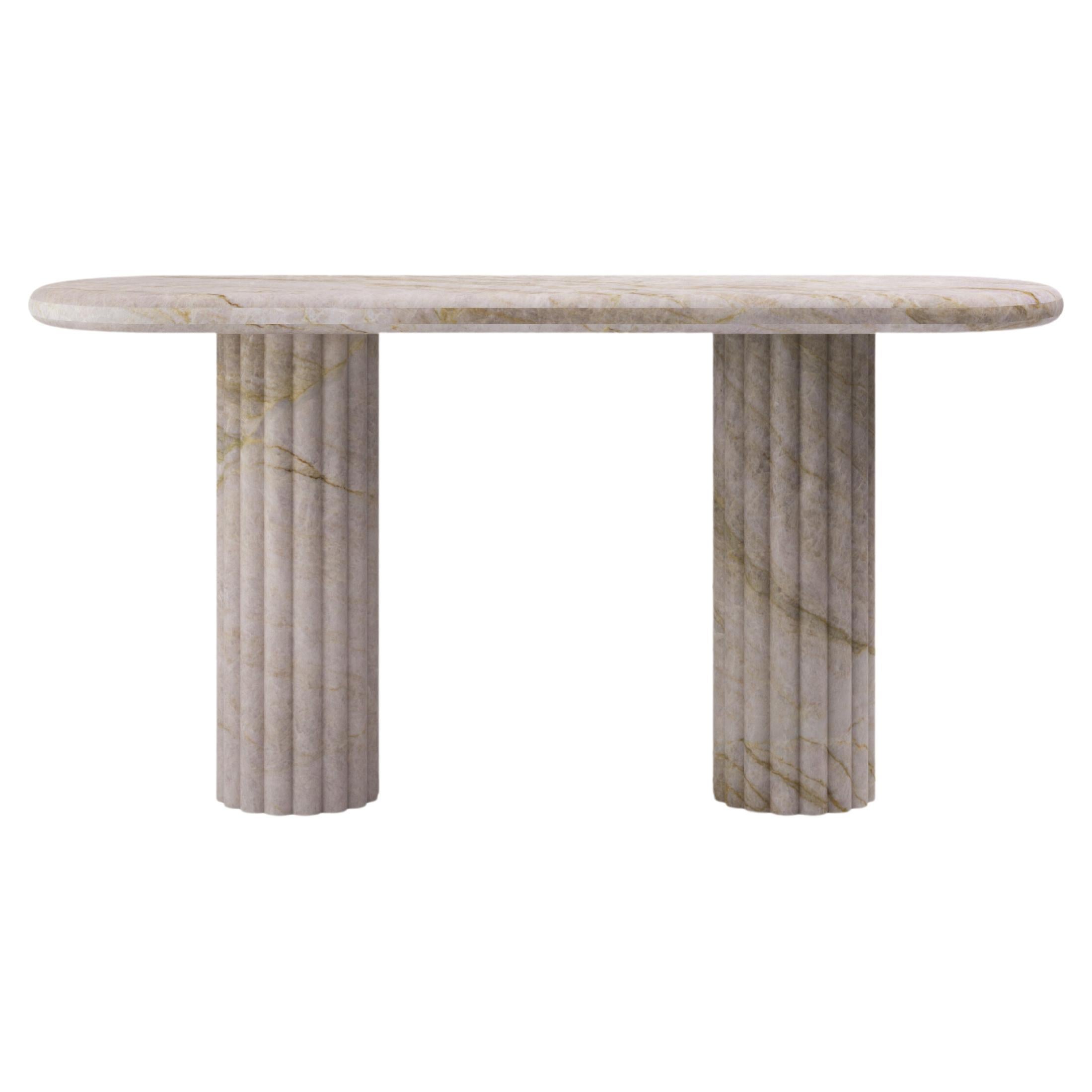 FORM(LA) Fluta Console Table 48”L x 16”W x 30”H Taj Mahal Quartzite