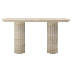 FORM(LA) Fluta Console Table 48”L x 16”W x 30”H Travertino Navona VC