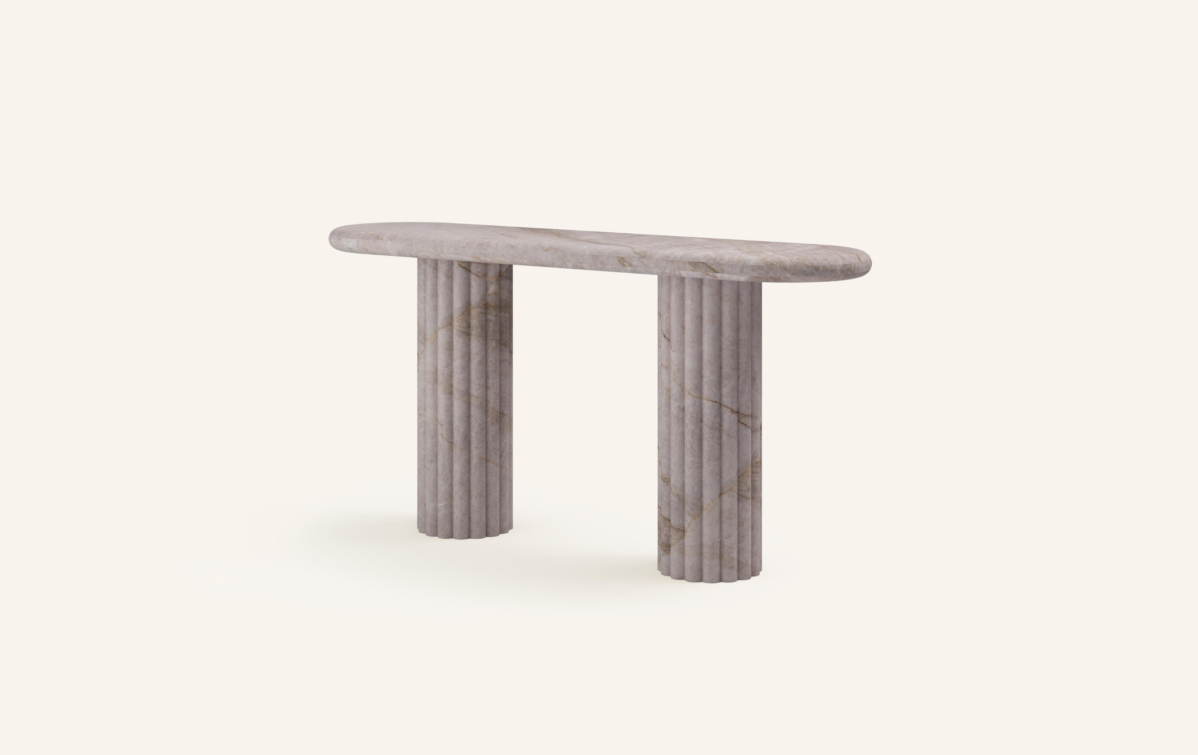 Organic Modern FORM(LA) Fluta Console Table 60”L x 16”W x 30”H Taj Mahal Quartzite For Sale