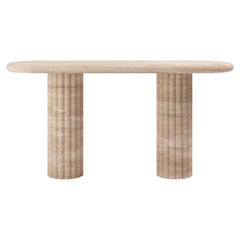 FORM(LA) Fluta Console Table 60”L x 16”W x 30”H Travertino Crema VC