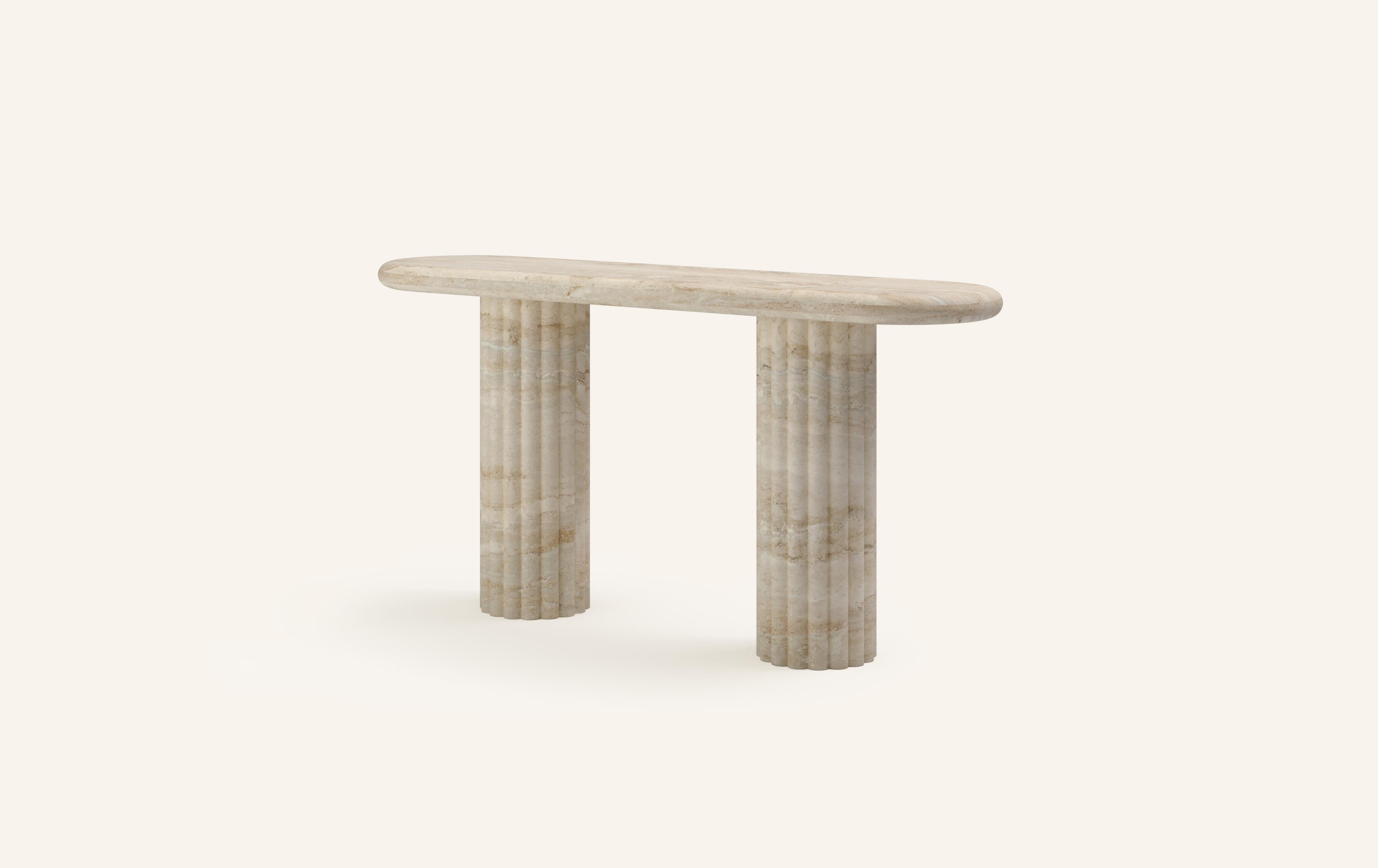 Organic Modern FORM(LA) Fluta Console Table 60”L x 16”W x 30”H Travertino Navona VC For Sale