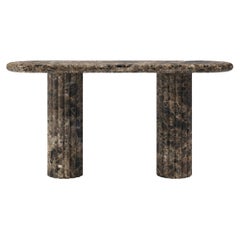 FORM(LA) Fluta Console Table 72”L x 16”W x 30”H Dark Emperador Marble