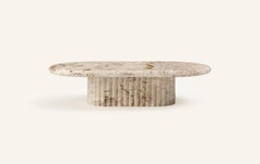 FORM(LA) Fluta Oval Coffee Table 48”L x 30”W x 14”H Breccia Rosa Marble