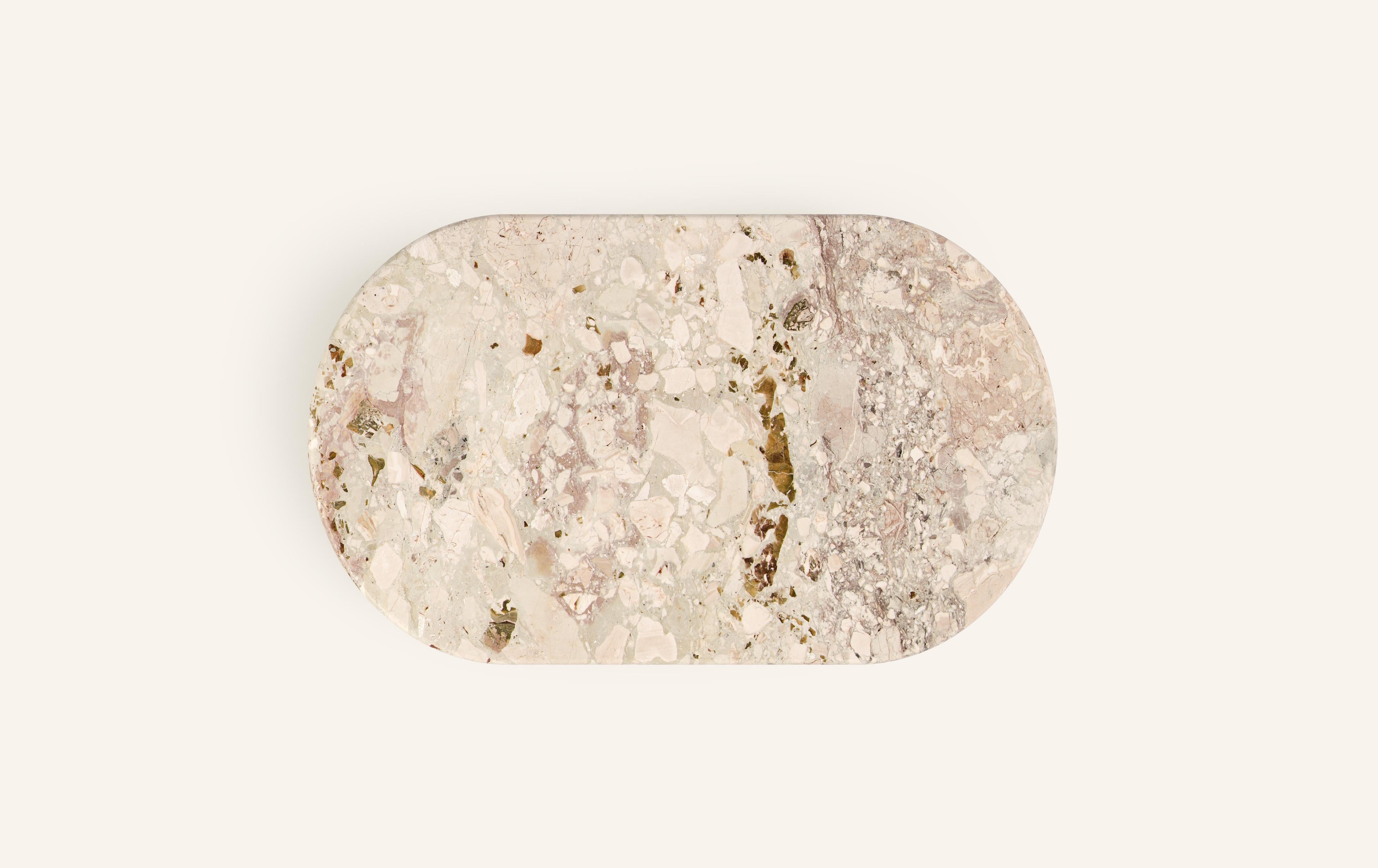 American FORM(LA) Fluta Oval Coffee Table 48”L x 30”W x 14”H Breccia Rosa Marble For Sale