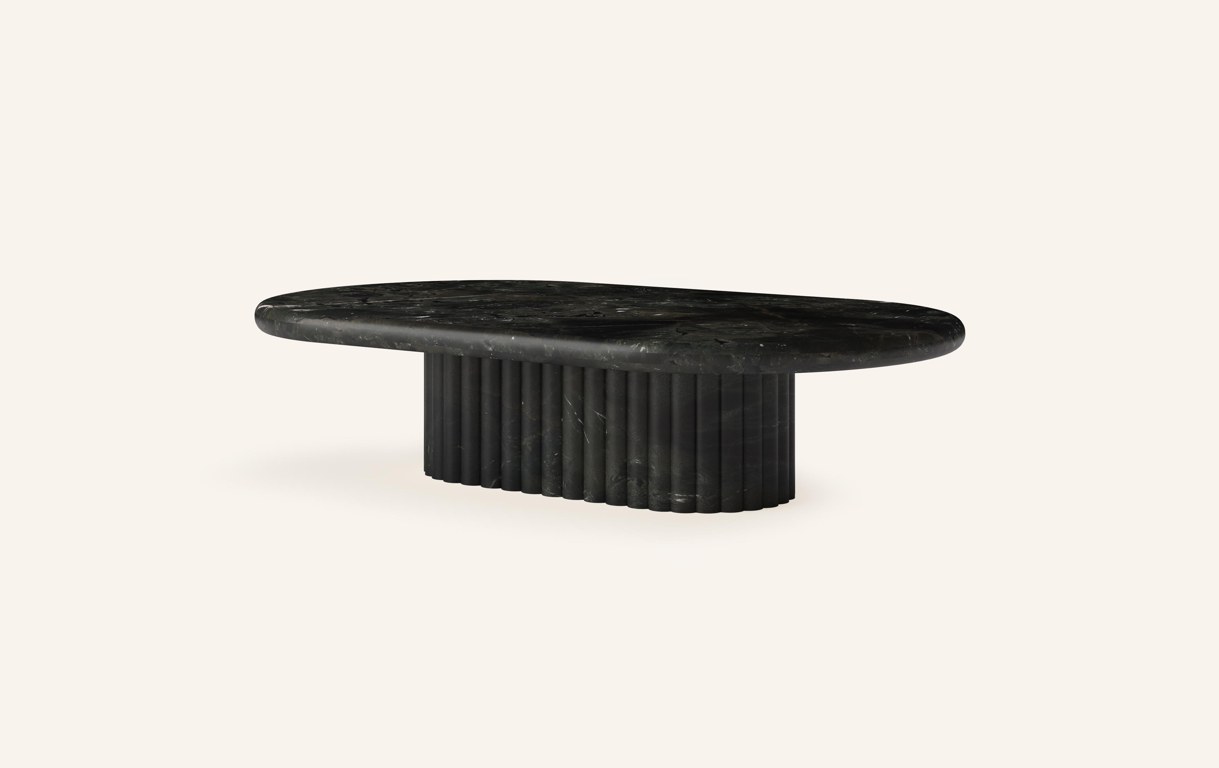 Organic Modern FORM(LA) Fluta Oval Coffee Table 48”L x 30”W x 14”H Negresco Quartzite For Sale