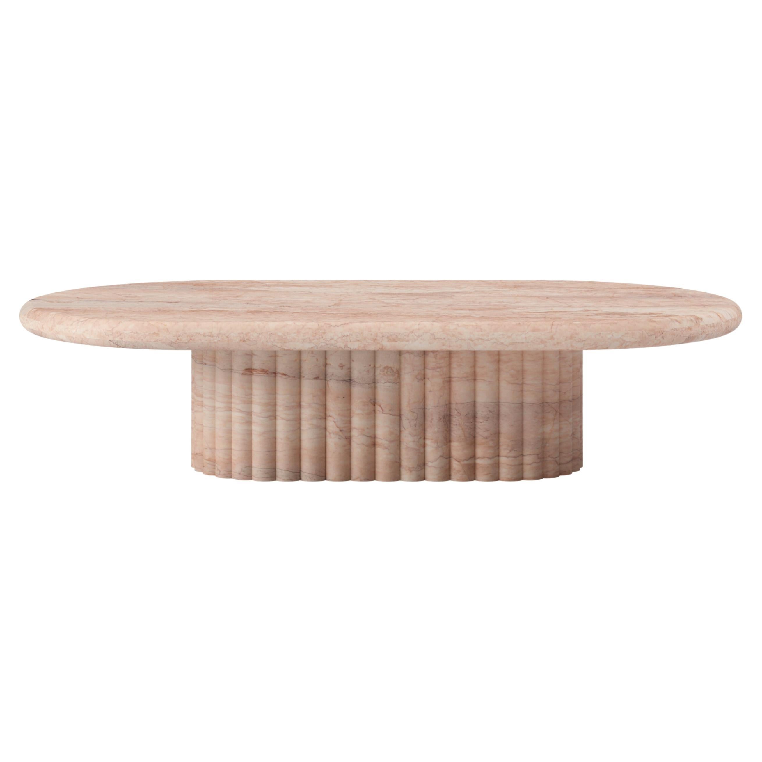 FORM(LA) Fluta Oval Coffee Table 48”L x 30”W x 14”H Rosa Crema Marble