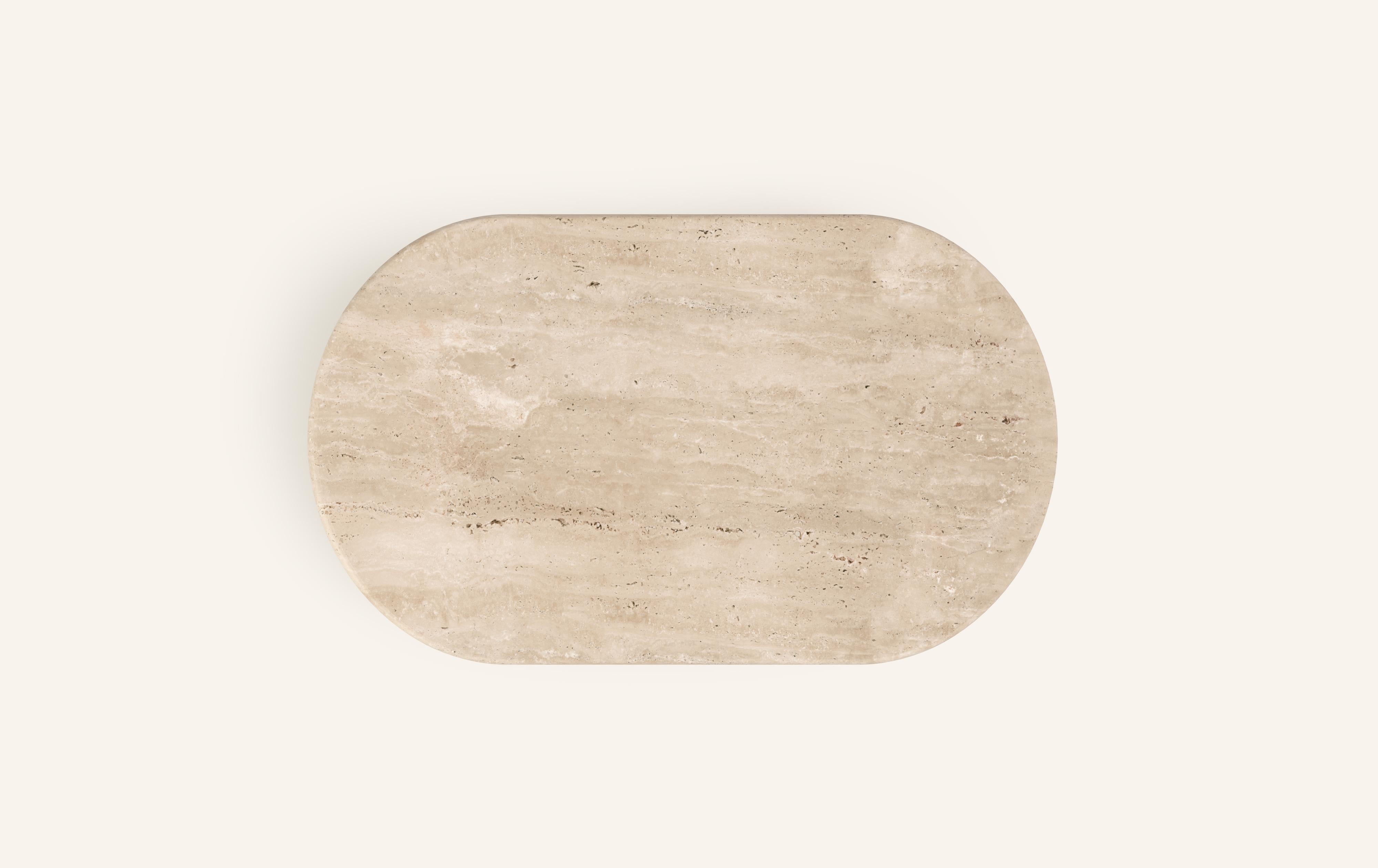 Américain FORM (LA) Table basse ovale Fluta 48L x 30W x 14H Travertino Crema VC en vente