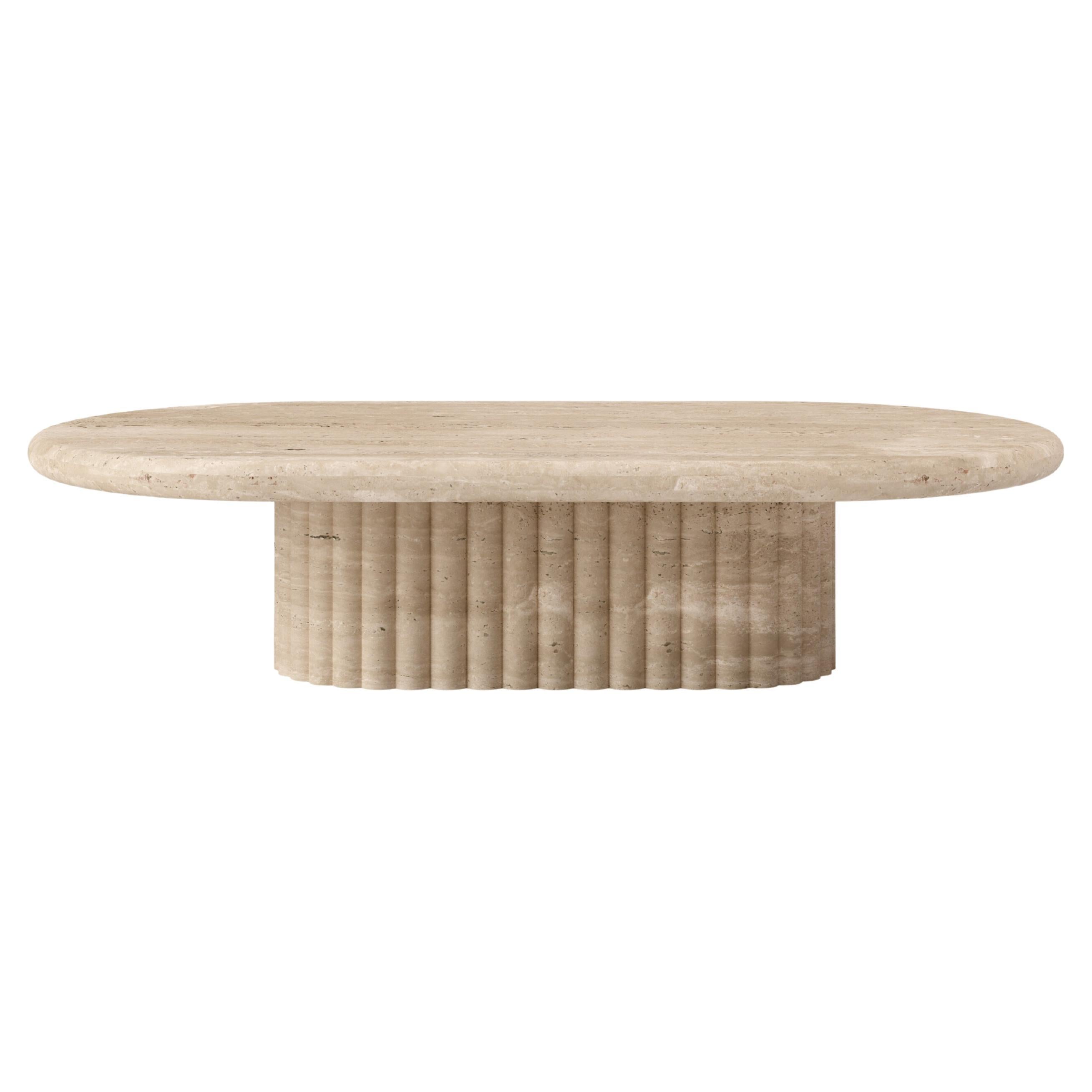 FORM(LA) Fluta Oval Coffee Table 48”L x 30”W x 14”H Travertino Crema VC