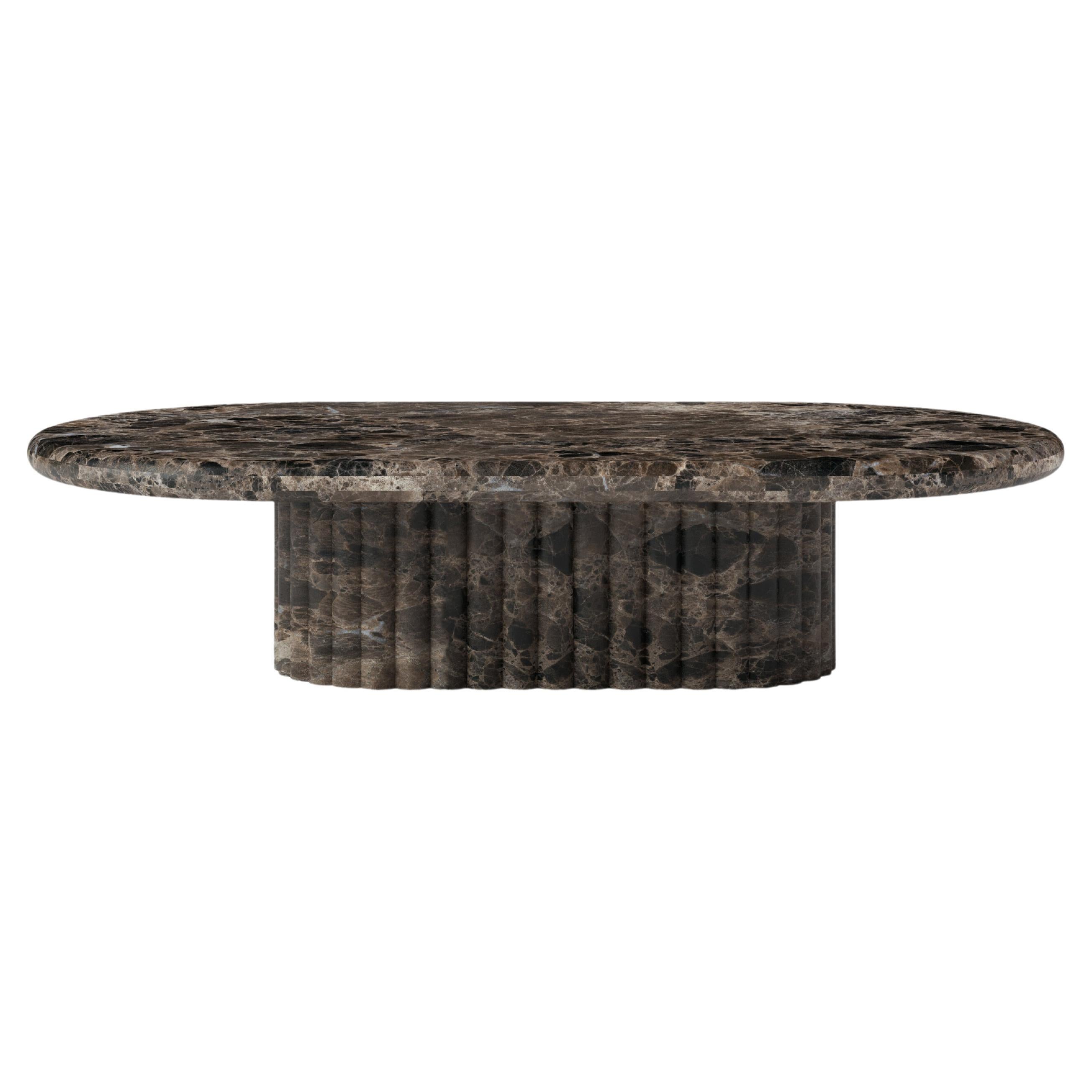 FORM(LA) Fluta Tavolino ovale 60 "L x 36 "L x 14 "H Marmo Emperador Scuro