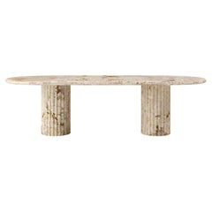 FORM(LA) Fluta Oval Dining Table 108”L x 48”W x 30”H Breccia Rosa Marble
