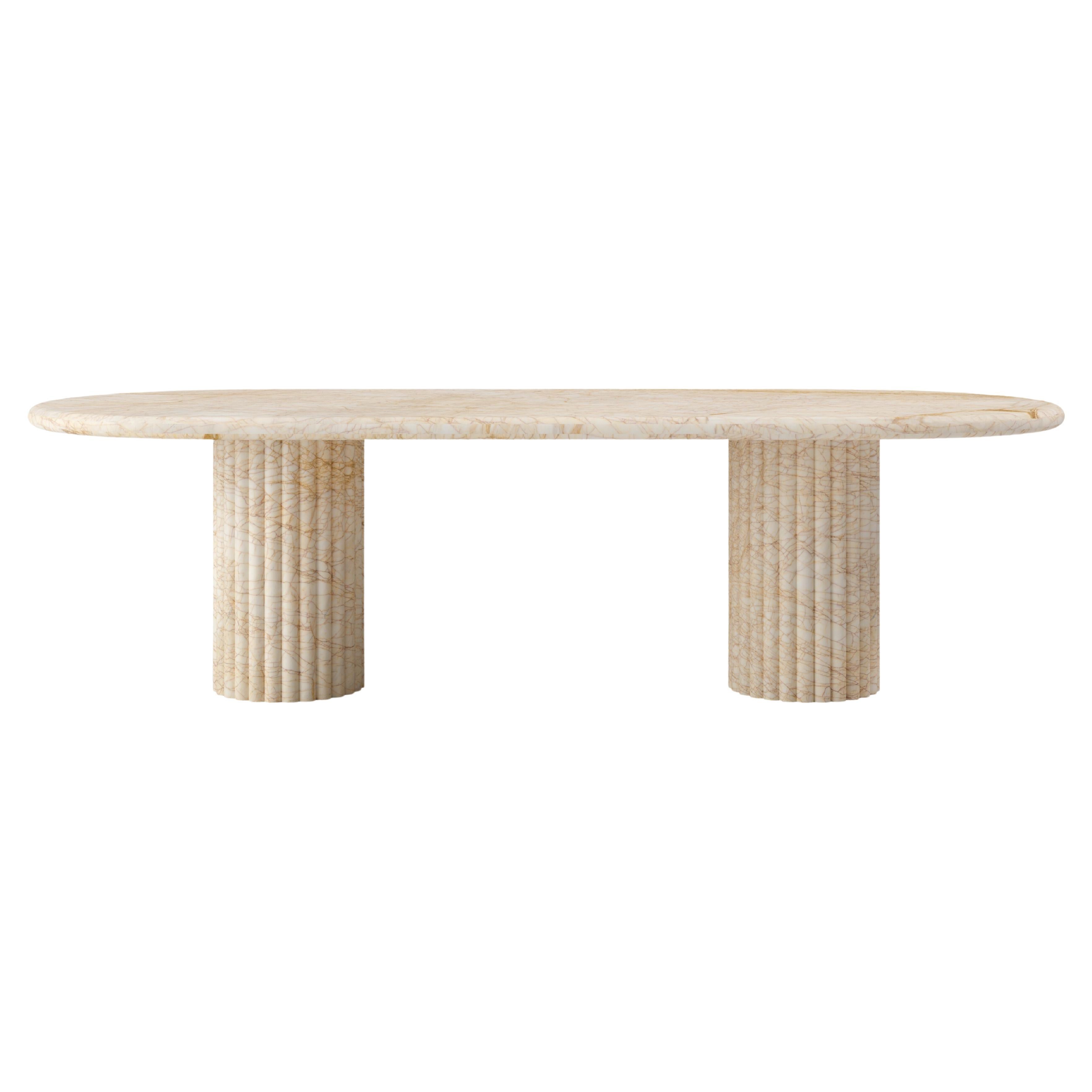 FORM(LA) Fluta Mesa de comedor ovalada 108 "L x 48 "A x 30 "H Mármol araña dorado