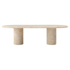 FORM(LA) Fluta Oval Dining Table 108”L x 48”W x 30”H Golden Spider Marble
