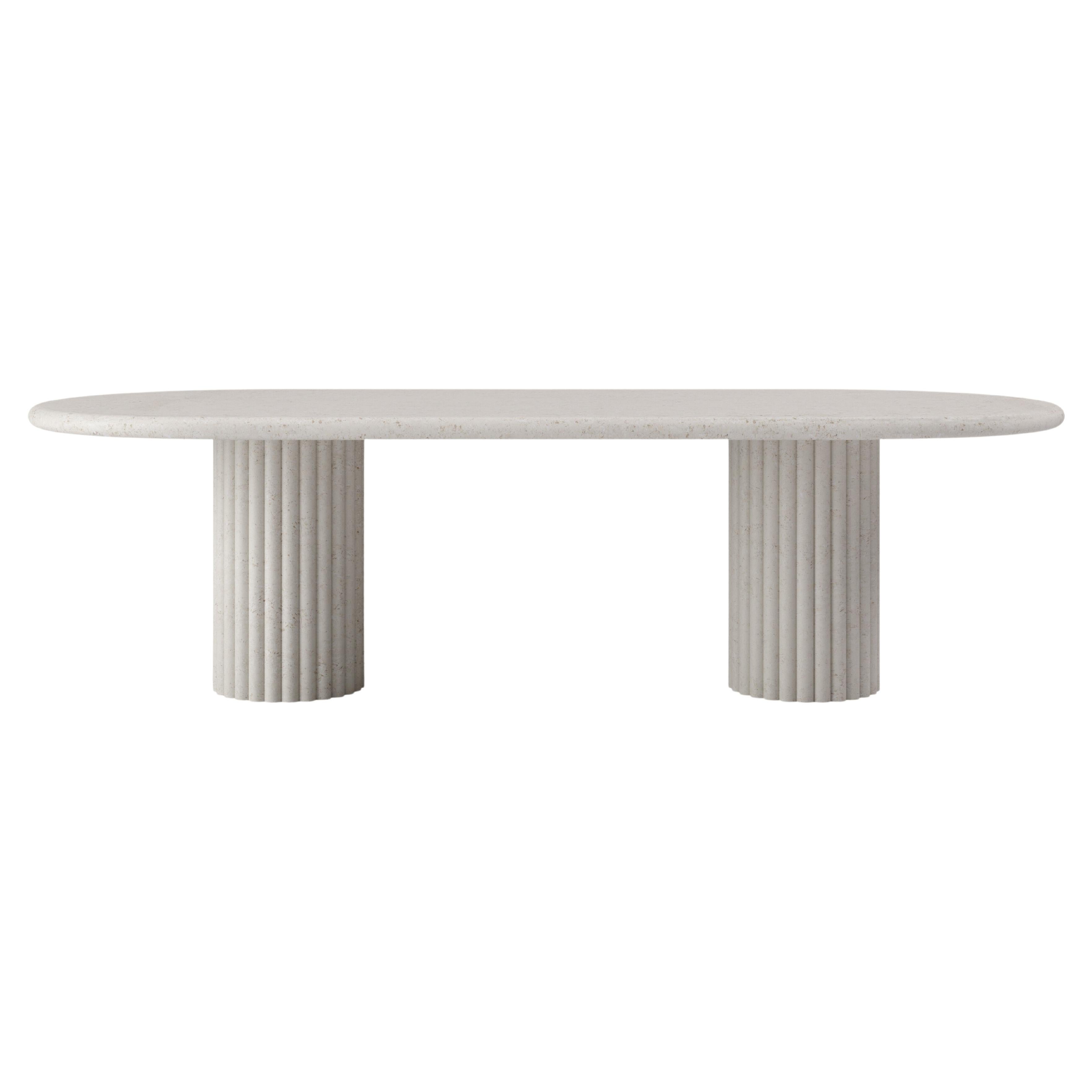 FORM(LA) Fluta Tavolo da pranzo ovale 108 "L x 48 "L x 30 "H. Oceano calcareo in vendita
