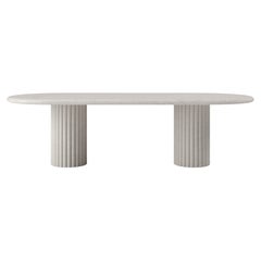 FORM(LA) Fluta Oval Dining Table 108”L x 48”W x 30”H Limestone Oceano